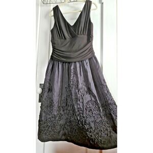 Jessican‎ Howard evenings dress fit & flare black  floral embroidery skirt Sz 16